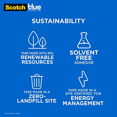 Scotch Painter's Tape 1.41 inches Original Multi-Surface Painter's Tape, x 60 yards (360 yards total), 2090, 6 Rolls, Blue, 6 Foot