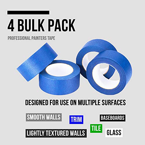 Lichamp Blue Painters Tape 2 inches Wide, Bulk 4 Pack Original Blue Masking Tape, 1.95 inch x 55 Yards x 4 Rolls (220 Total Yards)