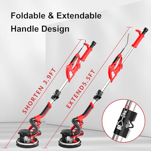 Electric Drywall Sander with Vacuum Attachment, Extendable Handle