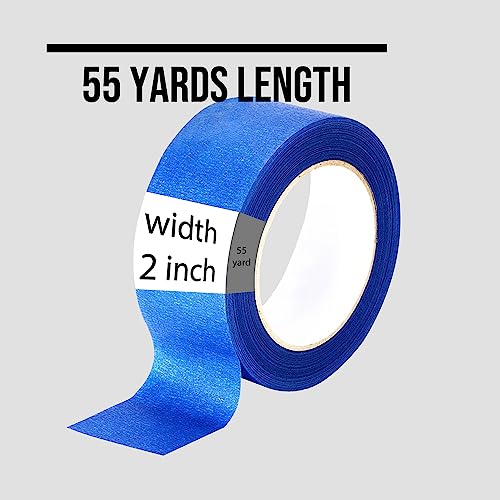 Lichamp Blue Painters Tape 2 inches Wide, Bulk 4 Pack Original Blue Masking Tape, 1.95 inch x 55 Yards x 4 Rolls (220 Total Yards)
