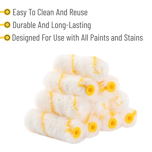 Bates- Paint Rollers, 4 inch Paint Roller with 20 Covers, Small Paint Roller, Paint Roller Covers, Mini Paint Roller, Paint Roller 4 Inch, Mini Rollers for Painting, Paint Rollers 4 Inch