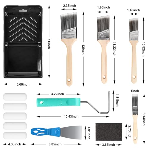 Rhibak Paint Roller Kit, Paint Brushes and 4 Inch Foam Small Paint Roller kit for Professional or Home Owners with All Paints and Stains for Professional Painting Results