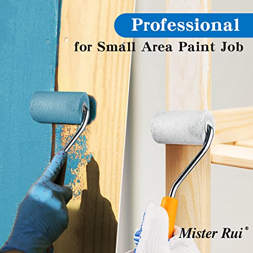 Mister Rui Foam Paint Roller, 2 Inch Mini Paint Roller Kit (8 Pack), Small Paint Roller with Tray, Small Paint Rollers 2 Inch, Mini Rollers for Painting Cabinets, Furniture, Stenciling, Art Crafts