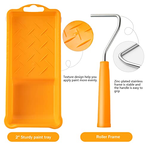 Mister Rui Foam Paint Roller, 2 Inch Mini Paint Roller Kit (8 Pack), Small Paint Roller with Tray, Small Paint Rollers 2 Inch, Mini Rollers for Painting Cabinets, Furniture, Stenciling, Art Crafts