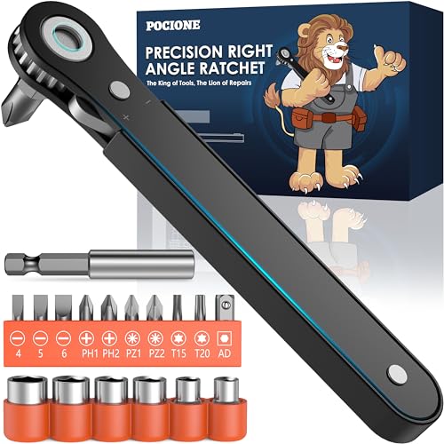 90 Degree Right Angle Ratchet Screwdriver Bit Set