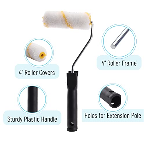 Bates- Paint Tray Set, 10 pcs, 4-Inch Paint Roller Kit, Small Paint Roller Paint Brush, Paint Roller Set, Paint Rollers 4 Inch, Paint Roller Tray, Paint Roller Brush, Small Roller Paint Brush