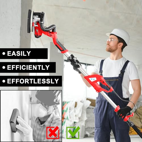 Electric Drywall Sander with Vacuum Attachment, Extendable Handle