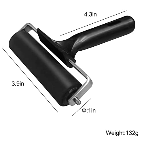 KXKZREN Rubber Roller for Flooring Installation 4 inch Rubber Brayer Glue Roller for Boat Flooring Install Printmaking Painting Stamping Wallpaper Gluing Application