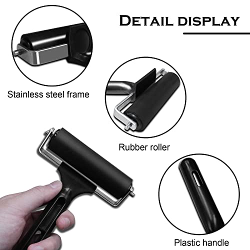 KXKZREN Rubber Roller for Flooring Installation 4 inch Rubber Brayer Glue Roller for Boat Flooring Install Printmaking Painting Stamping Wallpaper Gluing Application