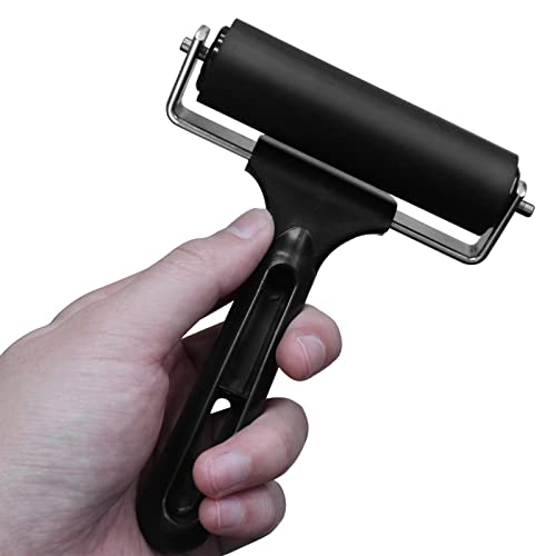 KXKZREN Rubber Roller for Flooring Installation 4 inch Rubber Brayer Glue Roller for Boat Flooring Install Printmaking Painting Stamping Wallpaper Gluing Application