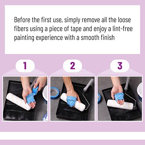Bates- Paint Roller Covers, 9" Roller Covers, Pack of 5, Covers for Paint Rollers, Naps for Paint Roller Brush, Roller Naps, House Painting Supplies, Nap for Roller Frame, Covers for Paint Roller Kit