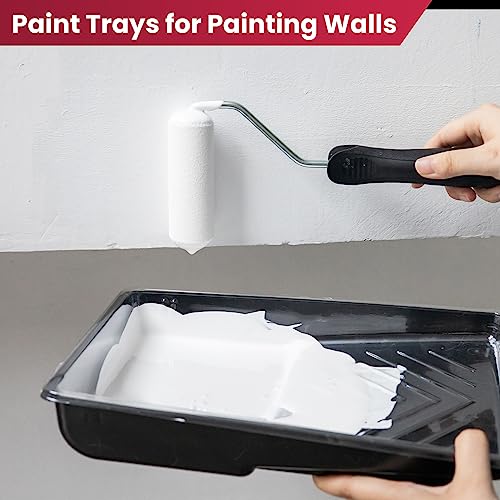 Mister Rui Paint Tray, 12 Pack, 6 Inch Paint Tray with Liners, Paint Roller Tray Kit with 4 Inch Roller Frame, Plastic Paint Tray, Disposable Paint Tray Liners for Home Improvement