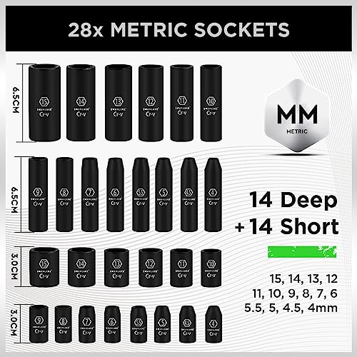 56-Piece SWANLAKE Impact Socket Set: SAE and Metric