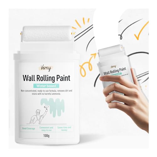 VERNY Portable Wall Paint Tool - for Effortless Cleaning & Pristine Walls, Small Roller Brush Repair Kit, Water-Based, Low VOC & Non-Toxic, Ready to Use, Elevate Home Aesthetics (White)
