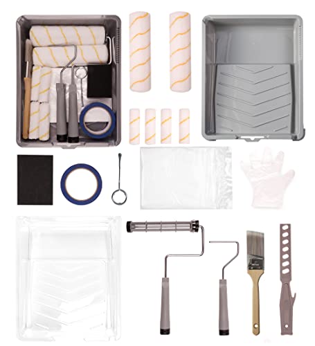 VOOMEY 17 Piece Paint Roller Kit - Paint Rollers 9"4", Paint Roller Frame，Paint Trays, Microfiber Roller Cover, Paint Kit for House Painting,Paint Brushes for Painting Walls