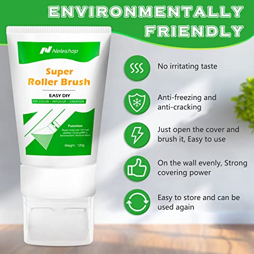 NELESHOP Small Roller Brush Wall Repair Tool, Wall Roller Brush Set Tool, Suitable for Repairing The Wall with Latex Paint (120g, White)