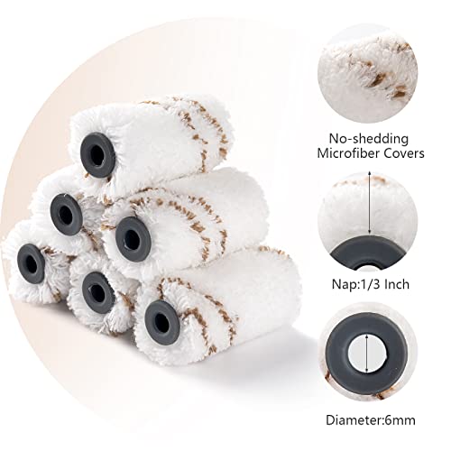 Mister Rui Paint Roller Kit, 8 Pack, 2 Inch Microfiber Paint Roller Covers (3/8" Nap), Small Paint Rollers with Tray and Roller Frame, Mini Rollers for Painting, Paint Supplies for House Painting