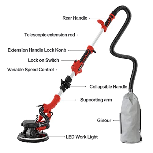 POPULO Electric Drywall Sander with Vacuum Dust Collector