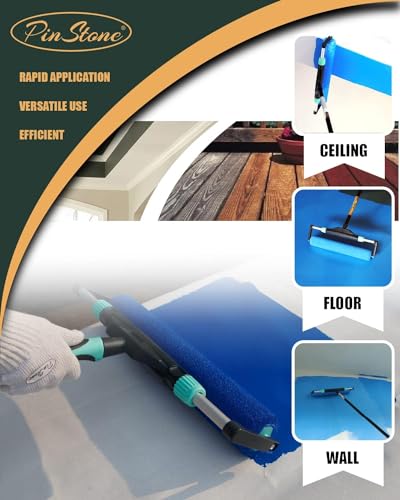 10pcs PinStone Large Paint Roller Kit, 12"-18" Adjustable Roller Frame, 1-5 Ft Steel Extension Pole, Ergonomic Handle, 3pcs 18" Nylon Roller Covers for Walls,Ceiling,Floor,Interior & Exterior Painting