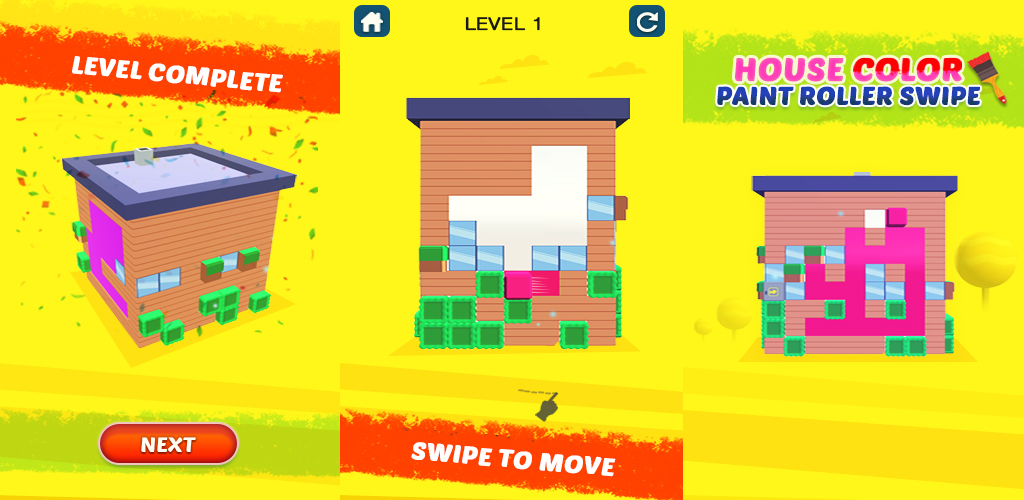 House Color Paint Roller Swipe - Maze Painting Puzzle