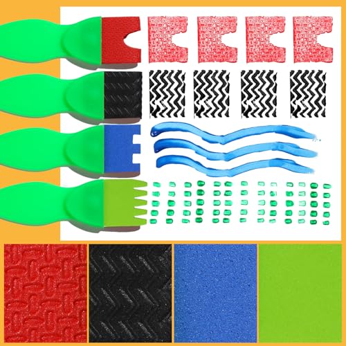 YGDZ Kids Paint Brushes, 12 Pack Washable Painting Brushes for Toddlers Kids Early Learning Toys Foam Roller Sponge Arts Crafts Gift