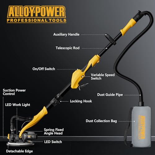 ALLOYPOWER Electric Drywall Sander with Vacuum Dust Collection