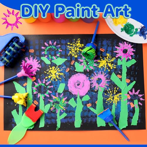 YGDZ Kids Paint Brushes, 12 Pack Washable Painting Brushes for Toddlers Kids Early Learning Toys Foam Roller Sponge Arts Crafts Gift