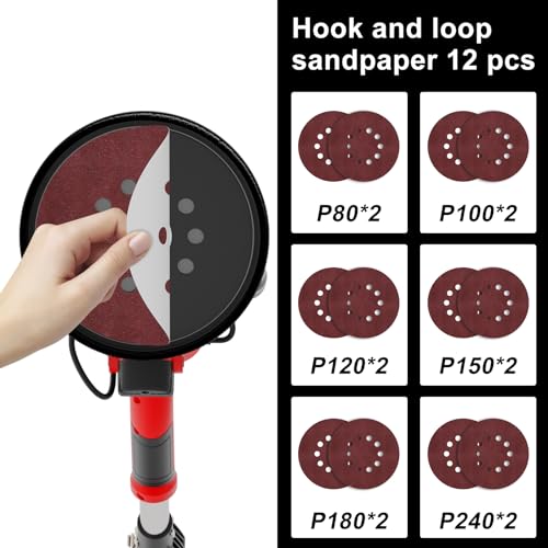 Electric Drywall Sander with Vacuum Attachment, Extendable Handle