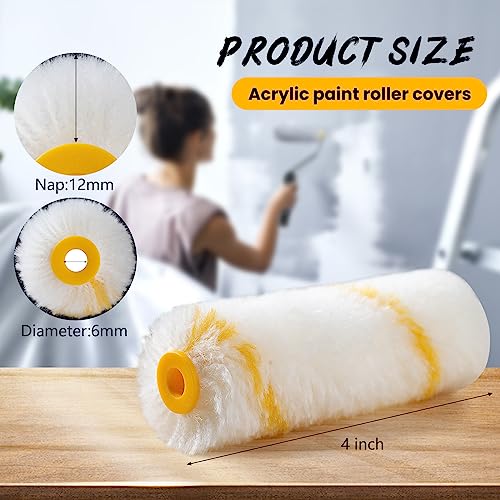 Mister Rui Paint Roller Kit, 15 Pack, 4 Inch Paint Rollers (1/2" Nap), Small Paint Roller with Tray, Mini Paint Roller Kit, Paint Roller Brush with Roller Frame, Paint Tray and Liner, for Home Repair.