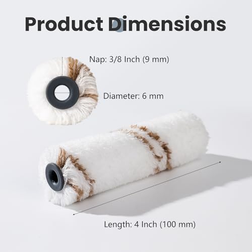 Mister Rui - Microfiber Paint Roller Covers 4 Inch - 40 Pack, Small Paint Roller Covers with Roller Frame Kit, Mini Paint Rollers for Painting Walls, Paint Supplies for House Painting