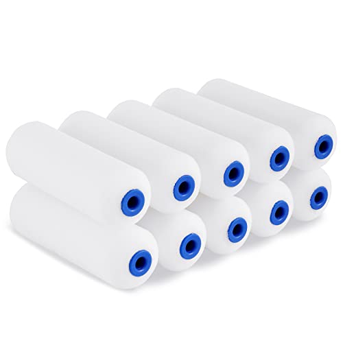 Mister Rui Foam Paint Roller, 4 Inch Small Paint Roller Covers(Pack of 10), High Density Foam Paint Roller, Mini Rollers for Painting Walls, Cabinets, Cupboards, Doors, etc.