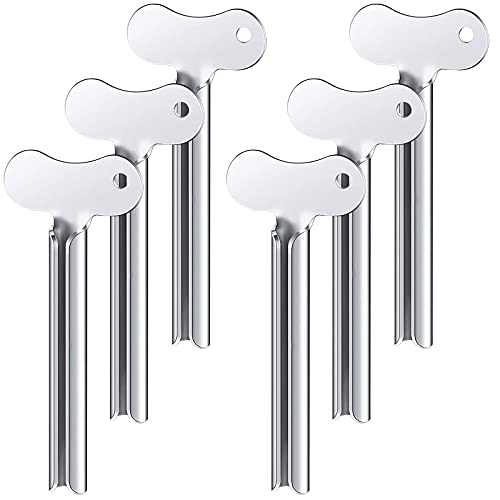 ZOCONE Toothpaste Squeezer, 6pcs Metal Tube Squeezer Key Stainless Steel Toothpaste Roller Tube Wringer for Paint, Cream, Cosmetic and Hair Dye(E)