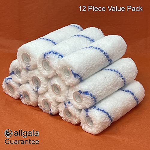 Allgala 12-Piece 4" Mini 3/8" Nap Shedless Microfiber Paint Roller Cover - TH10306