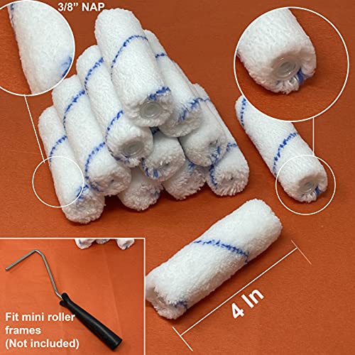Allgala 12-Piece 4" Mini 3/8" Nap Shedless Microfiber Paint Roller Cover - TH10306