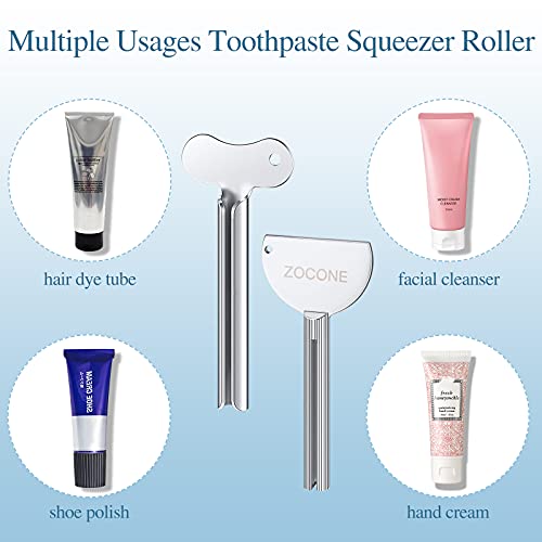 ZOCONE Toothpaste Squeezer, 6pcs Metal Tube Squeezer Key Stainless Steel Toothpaste Roller Tube Wringer for Paint, Cream, Cosmetic and Hair Dye(E)