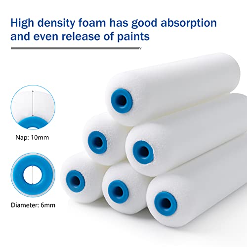 Mister Rui Paint Roller Kit, 9 Pack, 6 Inch High Density Foam Paint Roller, Paint Tray with Liner, Mini Paint Rollers for Painting Walls, Small Paint Roller Tray Set