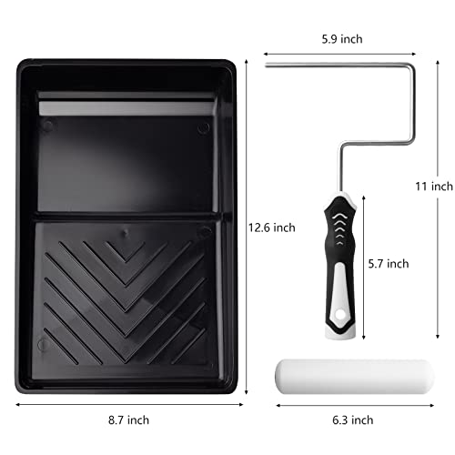 Mister Rui Paint Roller Kit, 9 Pack, 6 Inch High Density Foam Paint Roller, Paint Tray with Liner, Mini Paint Rollers for Painting Walls, Small Paint Roller Tray Set