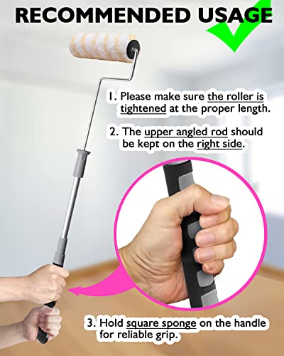 6pcs House Paint Roller Kit, PinStone 9 inch Extendable Roller Frame with 5 Microfiber Replacement Covers, Adjustable Painting Roller (18" - 36"), Home Painting Supplies for Painting Walls & Ceilings