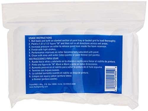 FoamPRO 163-P, 165-5 | 4” Fine Finish Foam Roller Refills (5 Pack) | Foam Paint Roller Covers | Home Painting Supplies & Paint Tools