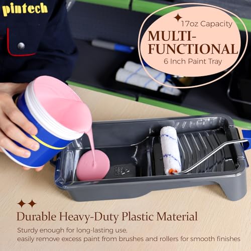 20pcs Small Paint Roller Kit, PinStone 4 inch 2 inch Mini Paint Roller Brush Kit with Foam Microfiber Covers & Heavy-Duty Paint Tray, Home House Painting Roller for Walls, Cabinet, Touch-ups Supplies