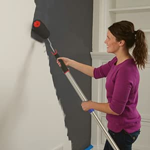 6FT Paint Roller Brush kit, Multi-Function Paint Roller kit with House Paint Roller Brush 6 FT Stainless Steel Pole New Splicing Rod Mural Brush for Walls and Ceiling (White)