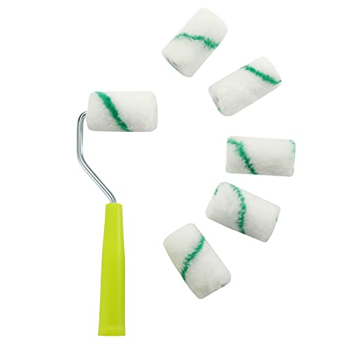 Paint Roller,High-Density Fabric Roller with Frame,Tray,Mini Paint Roller Refills, 2" Painting Supplies for Smaller DIY Stenciling Projects(Pack of 8)