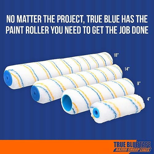 True Blue 18" Professional Paint Roller Covers, 18Inch, Best for All Types of Painting Surfaces, Refill Bulk Pack (3, 3/8" Nap)