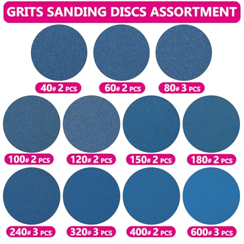 Anteecana 6-Inch Hook and Loop Sanding Discs, 26-Pack
