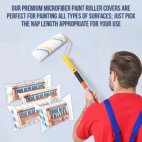 True Blue 18" Professional Paint Roller Covers, 18Inch, Best for All Types of Painting Surfaces, Refill Bulk Pack (3, 3/8" Nap)