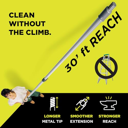 DOCAZOO DocaPole 30 ft Reach, 6 to 24 ft Telescoping Extension Pole | Multi-Purpose for Hanging Light Bulb Changer, Paint Roller, Duster, Window/Gutter Cleaning