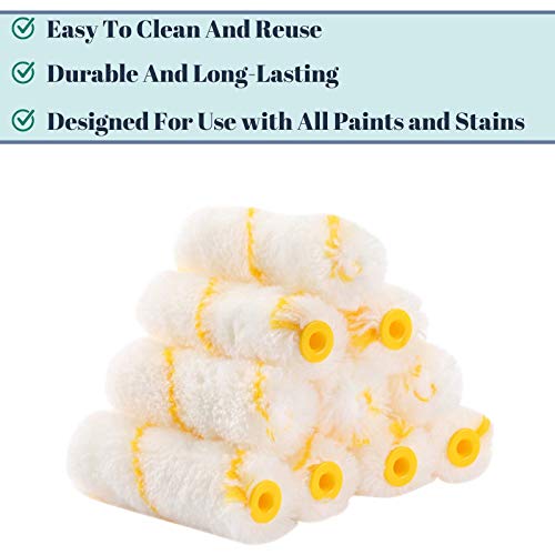 Bates- Paint Rollers, 4 inch Paint Roller with 10 Covers, Small Paint Roller, Paint Rollers for Painting Walls, Mini Rollers for Painting, Paint Roller Small, Paint Roller Frame, Wall Painting Tool