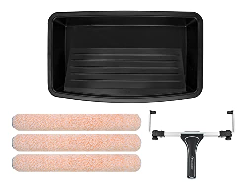 ROLLINGDOG 5PC 18 Inch Paint Roller Kit -18 Inch Paint Roller,18 Paint Roller Tray,Microfiber Paint Roller Sleeves（Pack of 3)