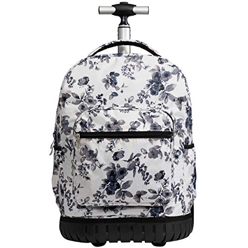 SKYMOVE 18 inches Wheeled Rolling Backpack Multi-Compartment Elementary Books Laptop Roller Bag Short Trip Carry-on for Women and Girls, Wash Painting