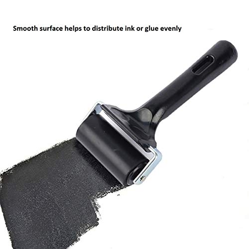 3 Pack Printmaking Brayers - Premium Brayer Rollers for Crafting, Hard Rubber Roller Brayers, Vinyl Roller Ink Paint Brush for Wallpapers Stamping Gluing Application (2.4’’, 4’’, 7.9’’) (Black)